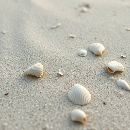 Détail du sable fin et des coquillages sur la plage privée