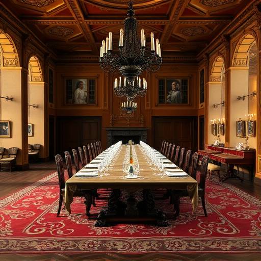 Salle à manger du château de Valenäay, table dressée pour un banquet