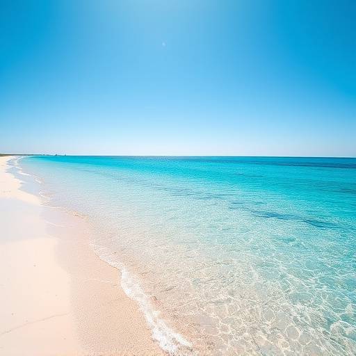 Vue panoramique de la plage avec une eau cristalline et un ciel bleu azur